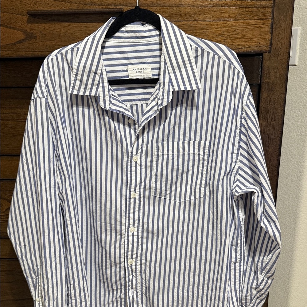 American Eagle Outfitters Navy and White Striped Blouse